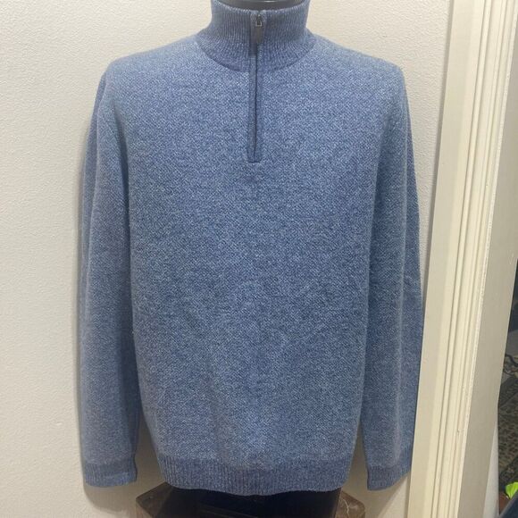 Brooks Brothers 100% Lambswool 1/4 Zip Pullover Sweater Men's XL Blue - Picture 1 of 10